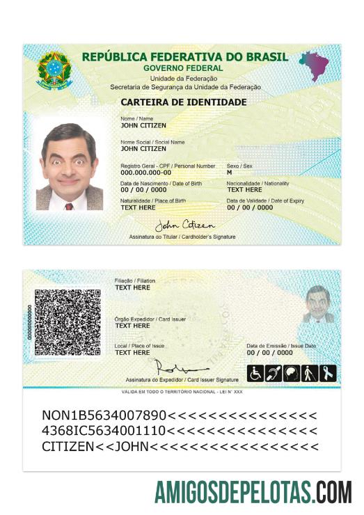 Amostra da Carteira de Identidade Brasileira Versão 2